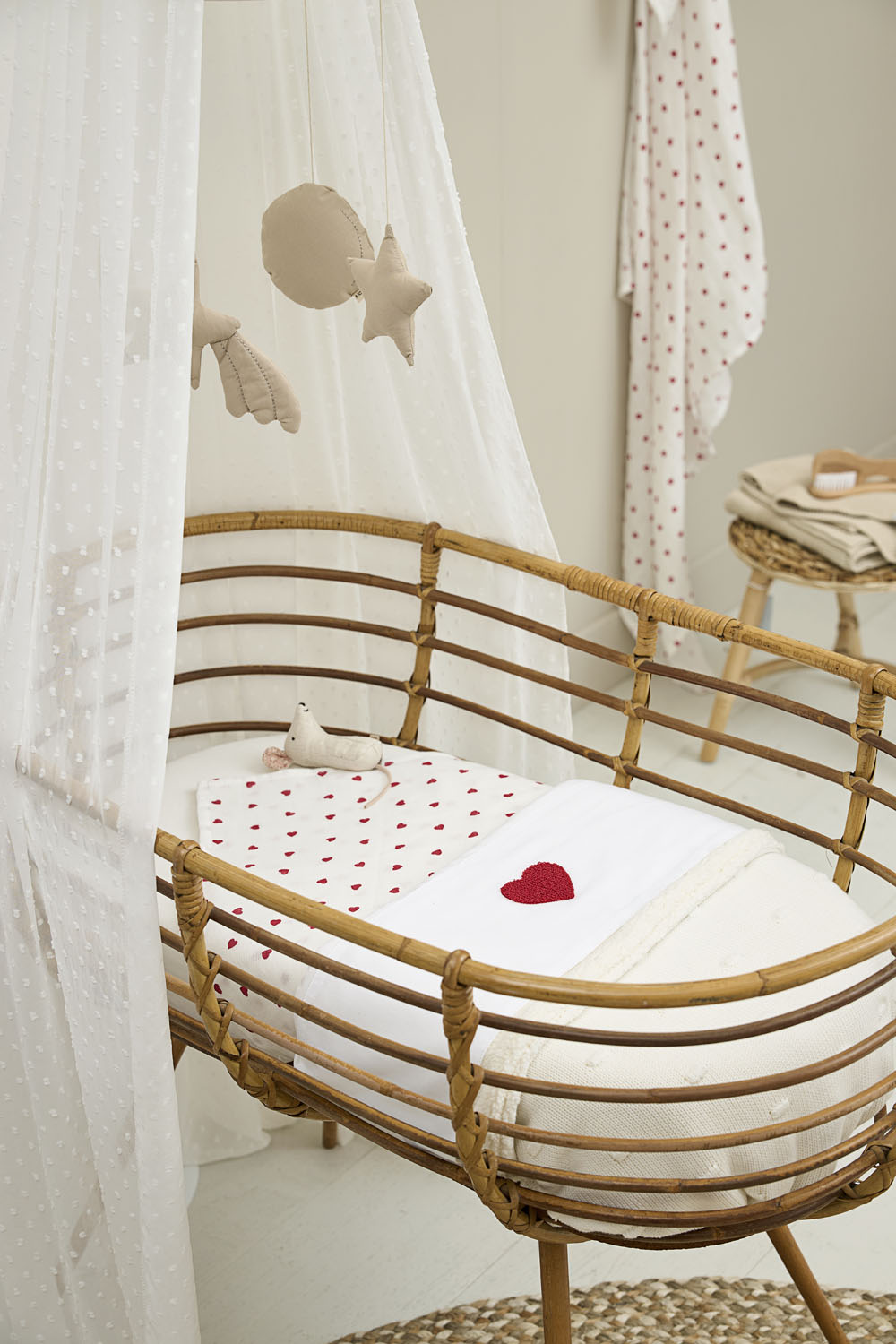 Wieglaken Sweet Heart - Rood - 75x100cm - afbeelding 6