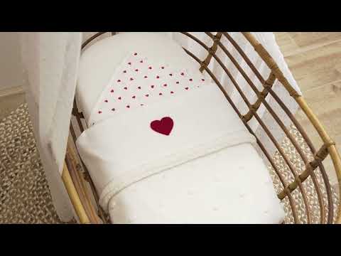 Wieglaken Sweet Heart - Rood - 75x100cm - afbeelding 3