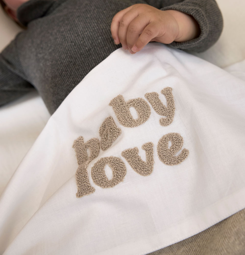 Wieglaken Baby Love - Sand Melange - 75x100cm - afbeelding 7
