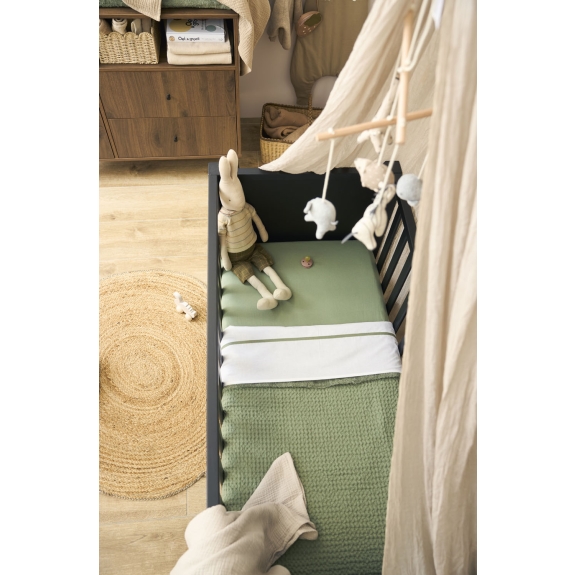 Meyco - Wieglaken met Bies - olijfgroen - 75x100cm