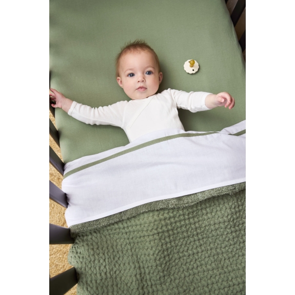 Meyco - Wieglaken met Bies - olijfgroen - 75x100cm