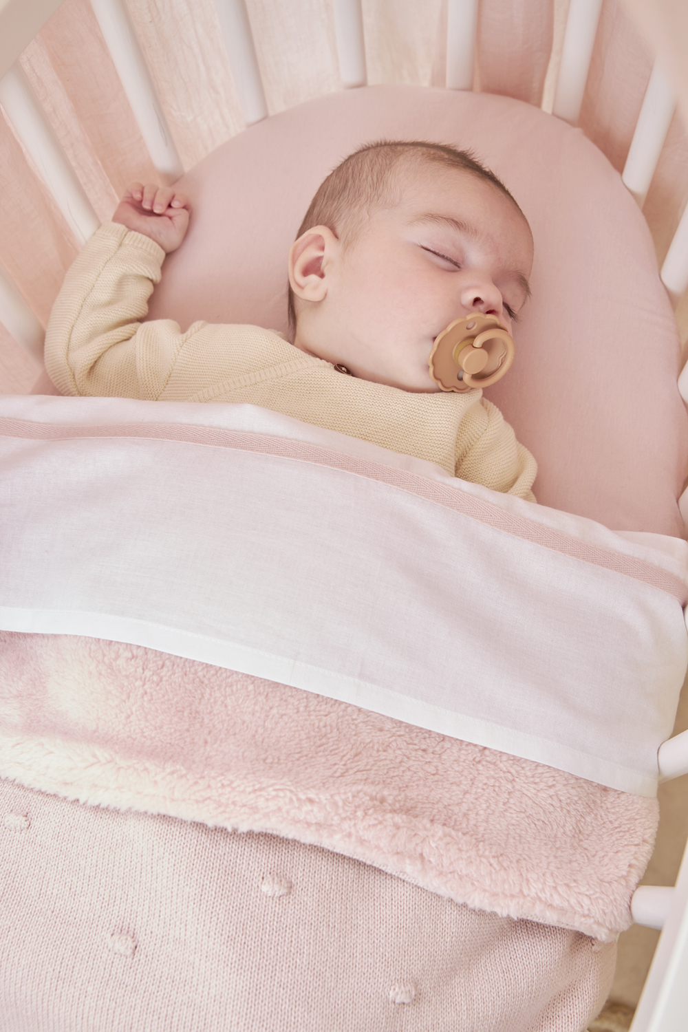 Ledikant Deken Mini Knots Teddy - Soft Pink - 100x150cm - afbeelding 6