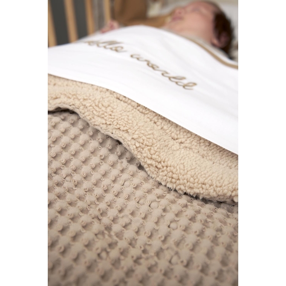 Meyco - Ledikant Deken Wafel Teddy - Sand - 100x150cm