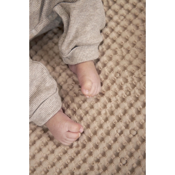 Meyco - Ledikant Deken Wafel Teddy - Sand - 100x150cm