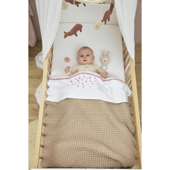 Meyco - Wafel Teddy Wiegdeken - Zand - 75x100cm