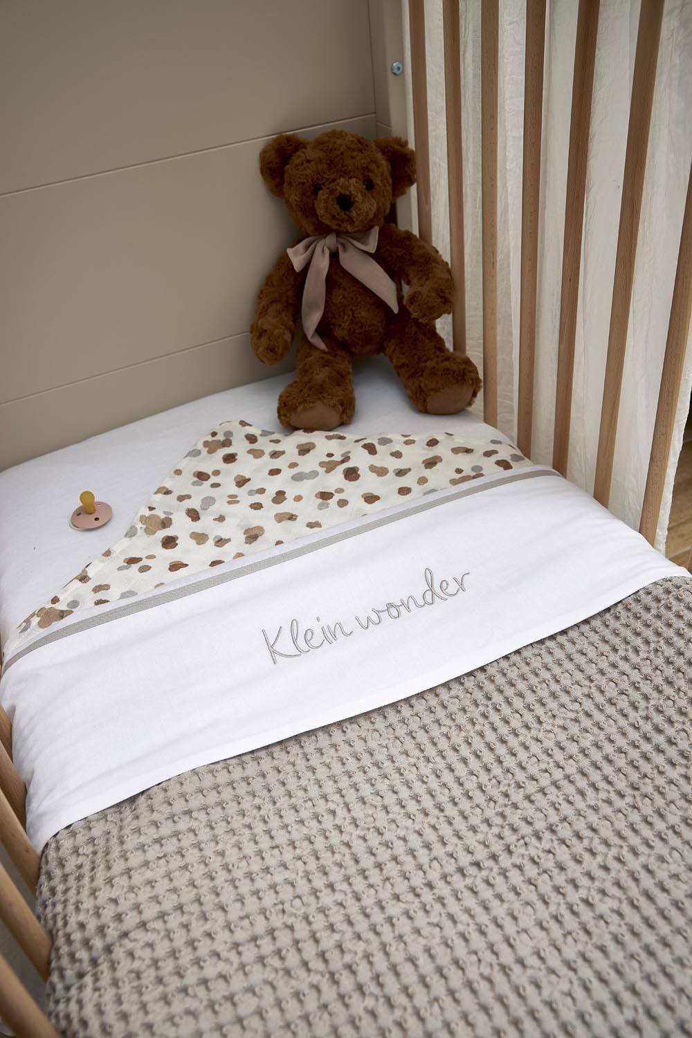 Ledikant Deken Wafel Teddy - Greige - 100x150cm - afbeelding 5