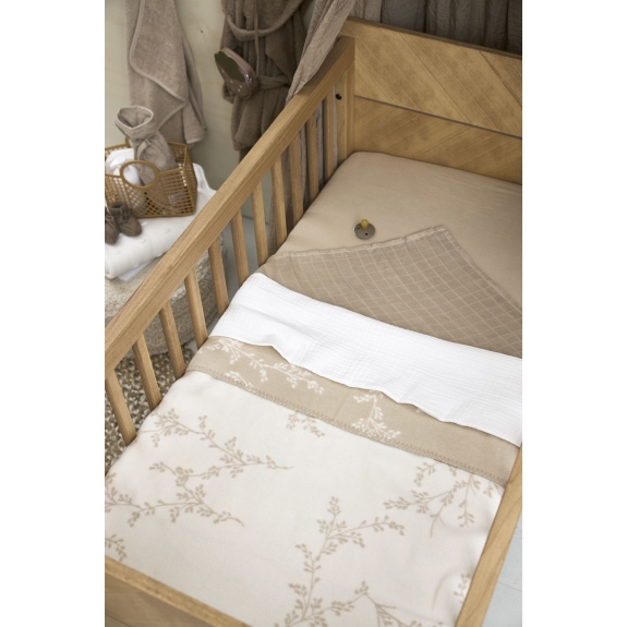 Geweven Ledikant Deken Branches - Sand - 100x150cm