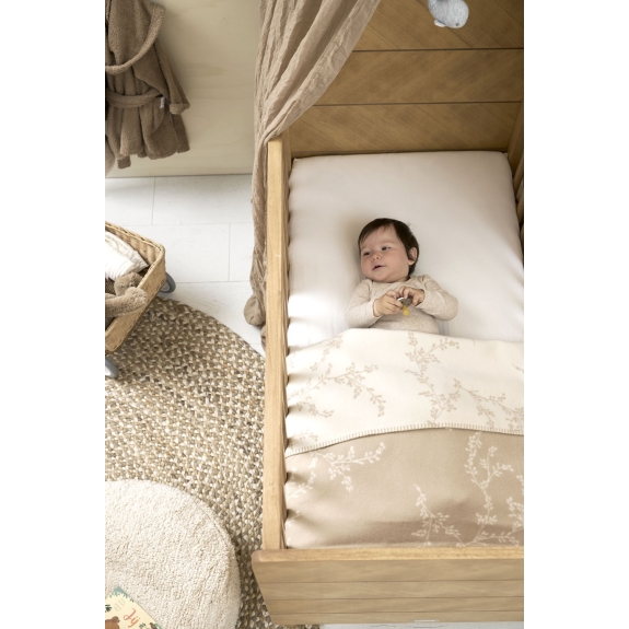 Geweven Ledikant Deken Branches - Sand - 100x150cm