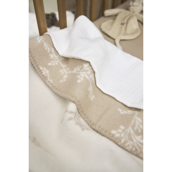 Geweven Ledikant Deken Branches - Sand - 100x150cm