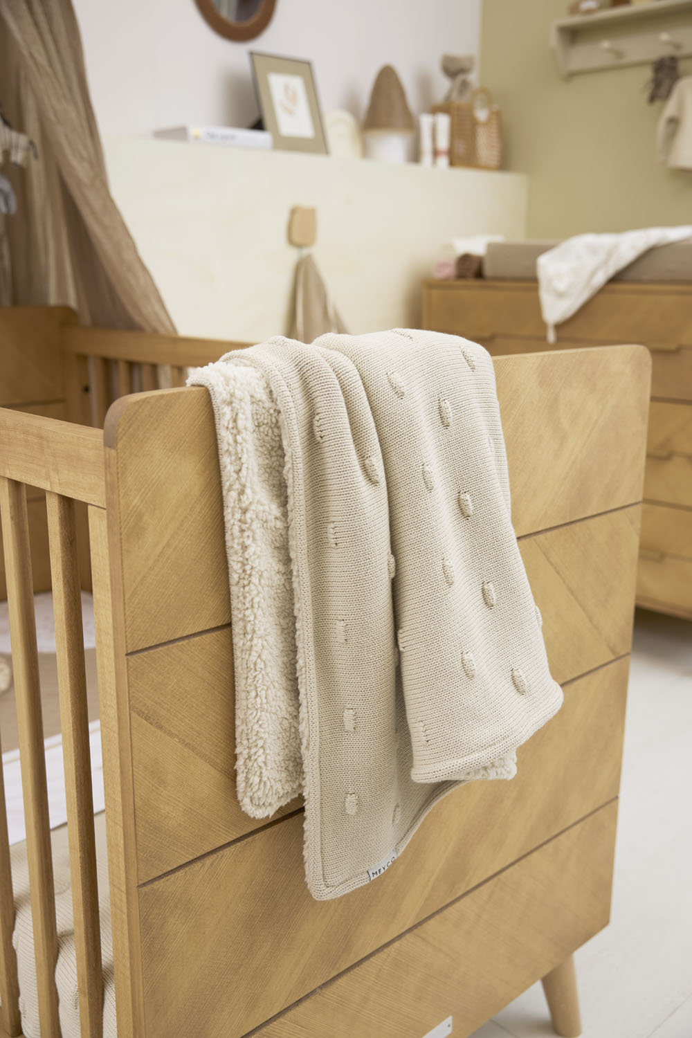Ledikant Deken Knots Teddy - Soft Sand - 100x150cm
