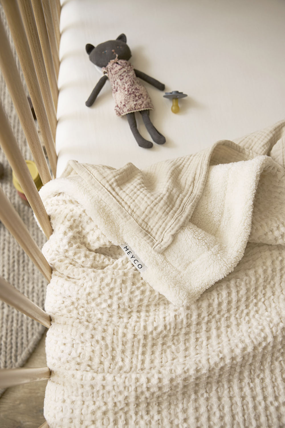 Wafel Teddy Ledikant Deken - Nature - 100x150cm - afbeelding 6
