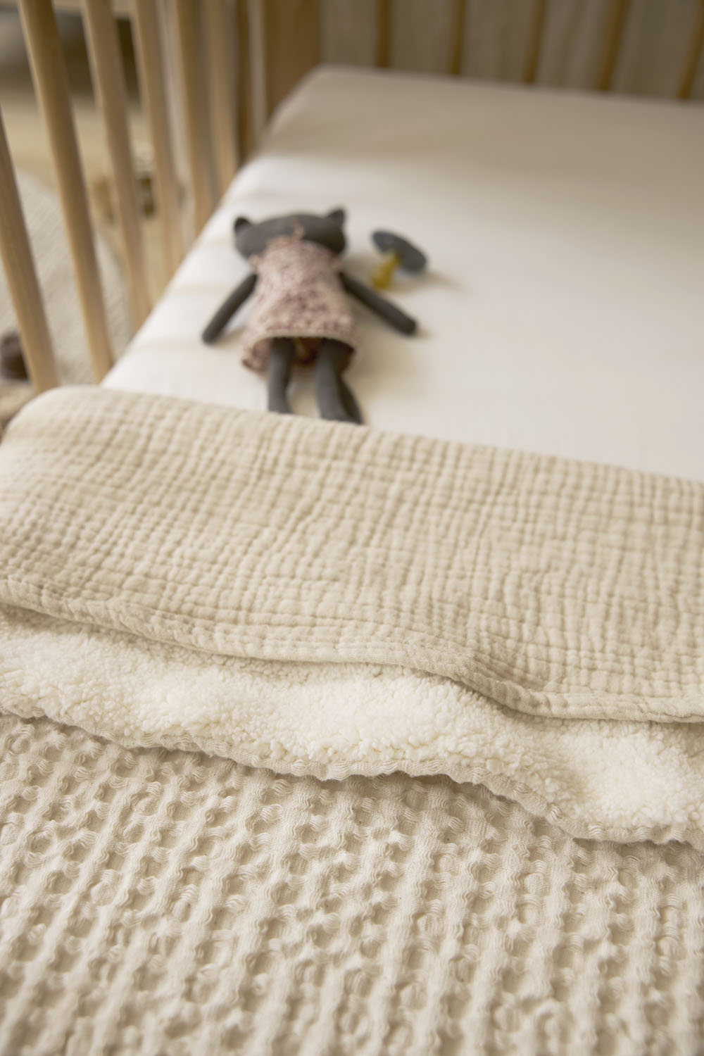 Wafel Teddy Ledikant Deken - Nature - 100x150cm - afbeelding 7