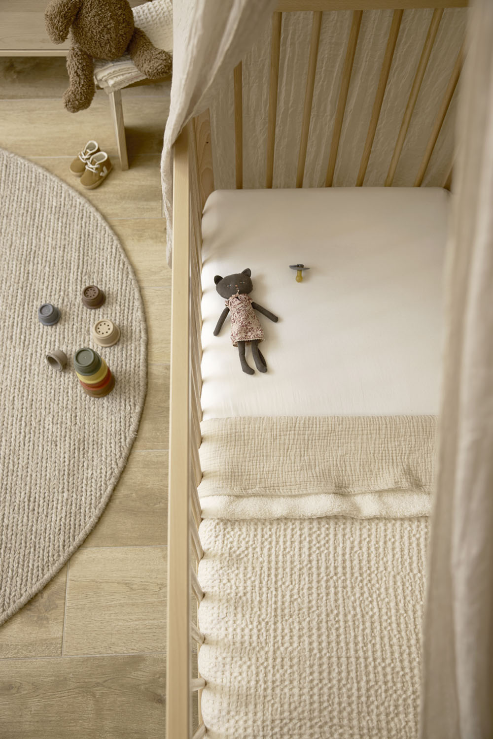 Wafel Teddy Ledikant Deken - Nature - 100x150cm - afbeelding 5