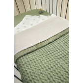 Meyco - Wafel Teddy Wiegdeken - Olijfgroen - 75x100cm