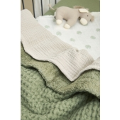 Ledikant Deken Wafel Teddy - Olijfgroen - 100x150cm