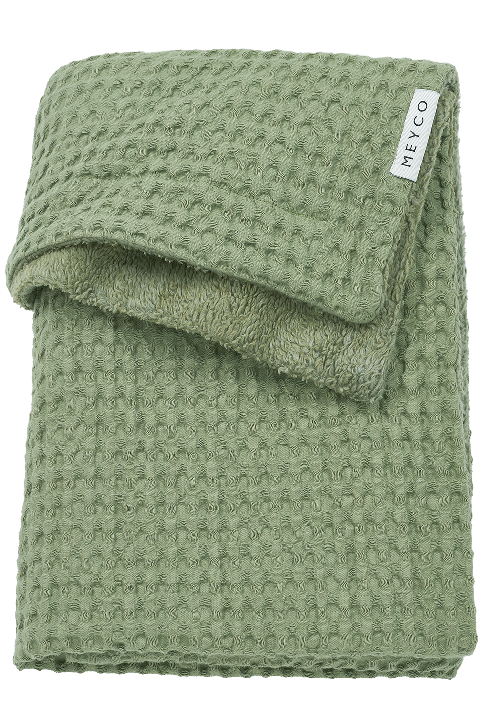Ledikant Deken Wafel Teddy - Olijfgroen - 100x150cm - afbeelding 2