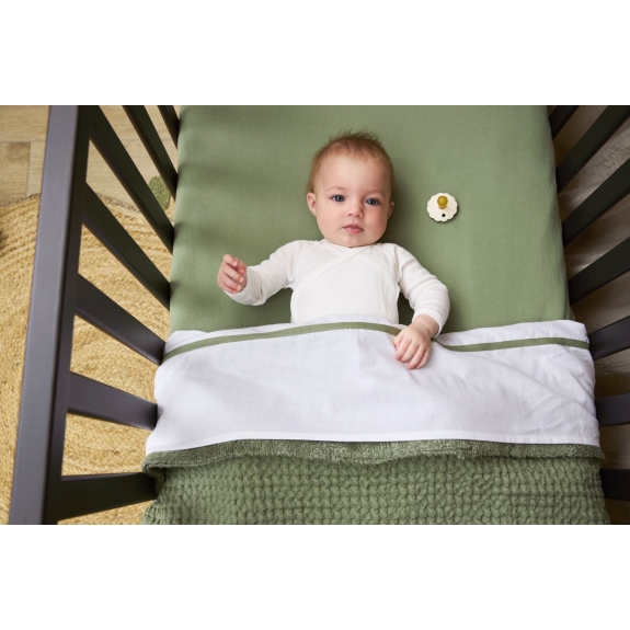 Ledikant Deken Wafel Teddy - Olijfgroen - 100x150cm