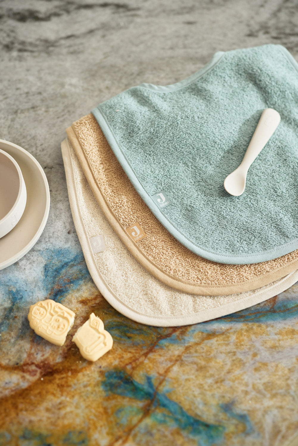 Slabbetjes Badstof - Sea Green/Nougat/Biscuit - 3 Stuks - afbeelding 8
