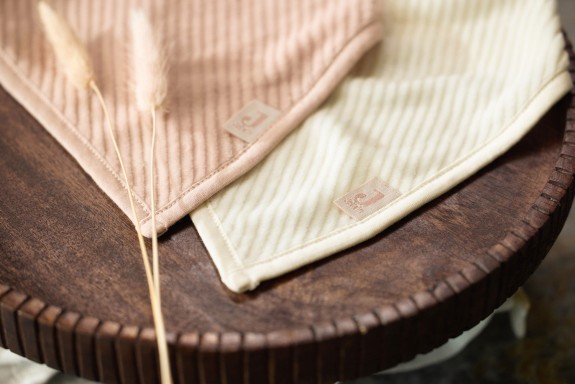 Velvet Rib Bandana Slab - Wild Rose/Ivory - 2 Stuks