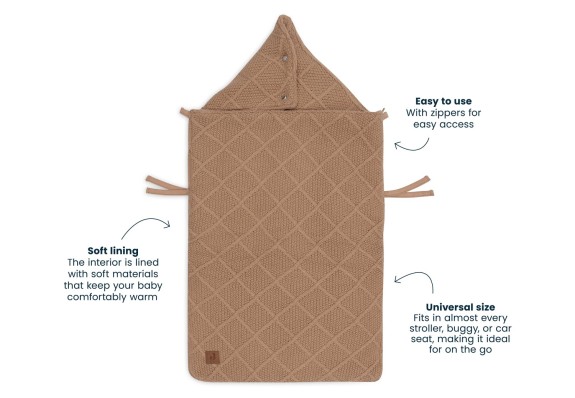 Jollein - Voetenzak Check Knit - Biscuit