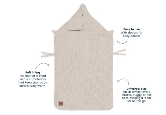 Voetenzak voor Autostoel Groep 0+ - Check Knit Oatmeal