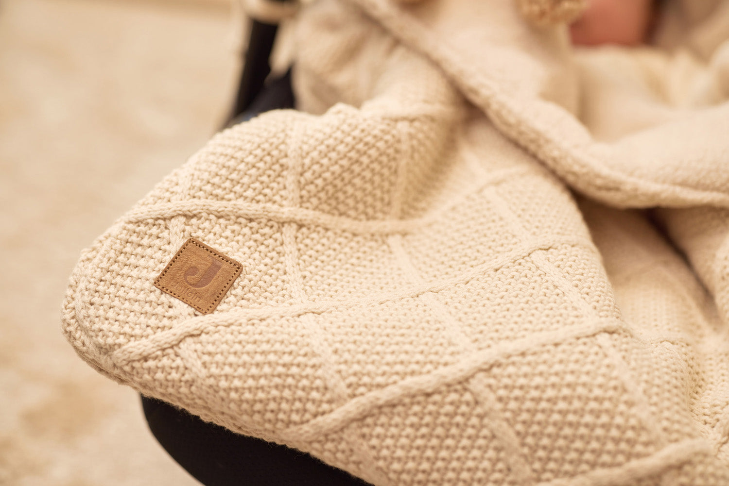 Voetenzak voor Autostoel Groep 0+ - Check Knit Oatmeal - afbeelding 6