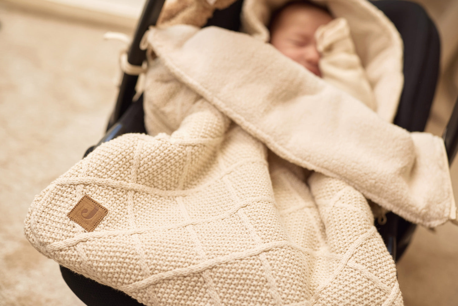 Voetenzak voor Autostoel Groep 0+ - Check Knit Oatmeal - afbeelding 7