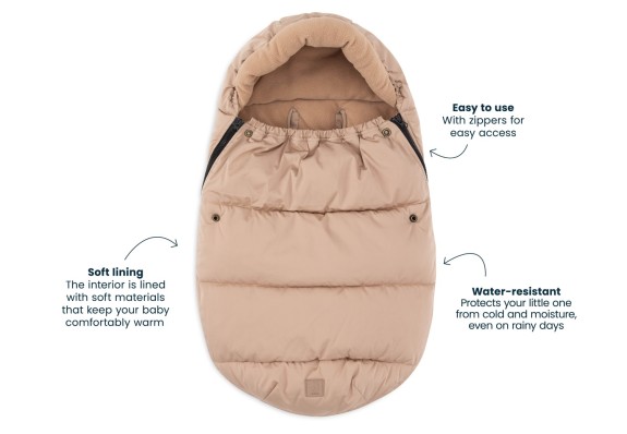 Jollein - Voetenzak 3/5 Punts Gordel Puffed - Biscuit