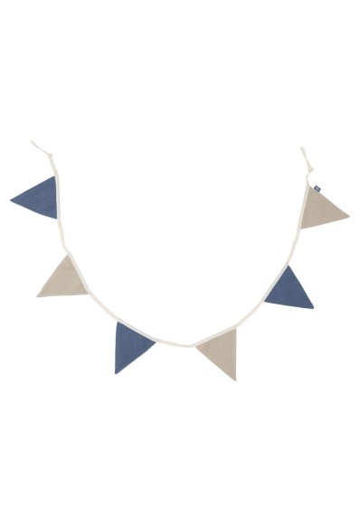 Jollein - Vlaggenlijn 200x17cm - Jeans Blue/Olive Green