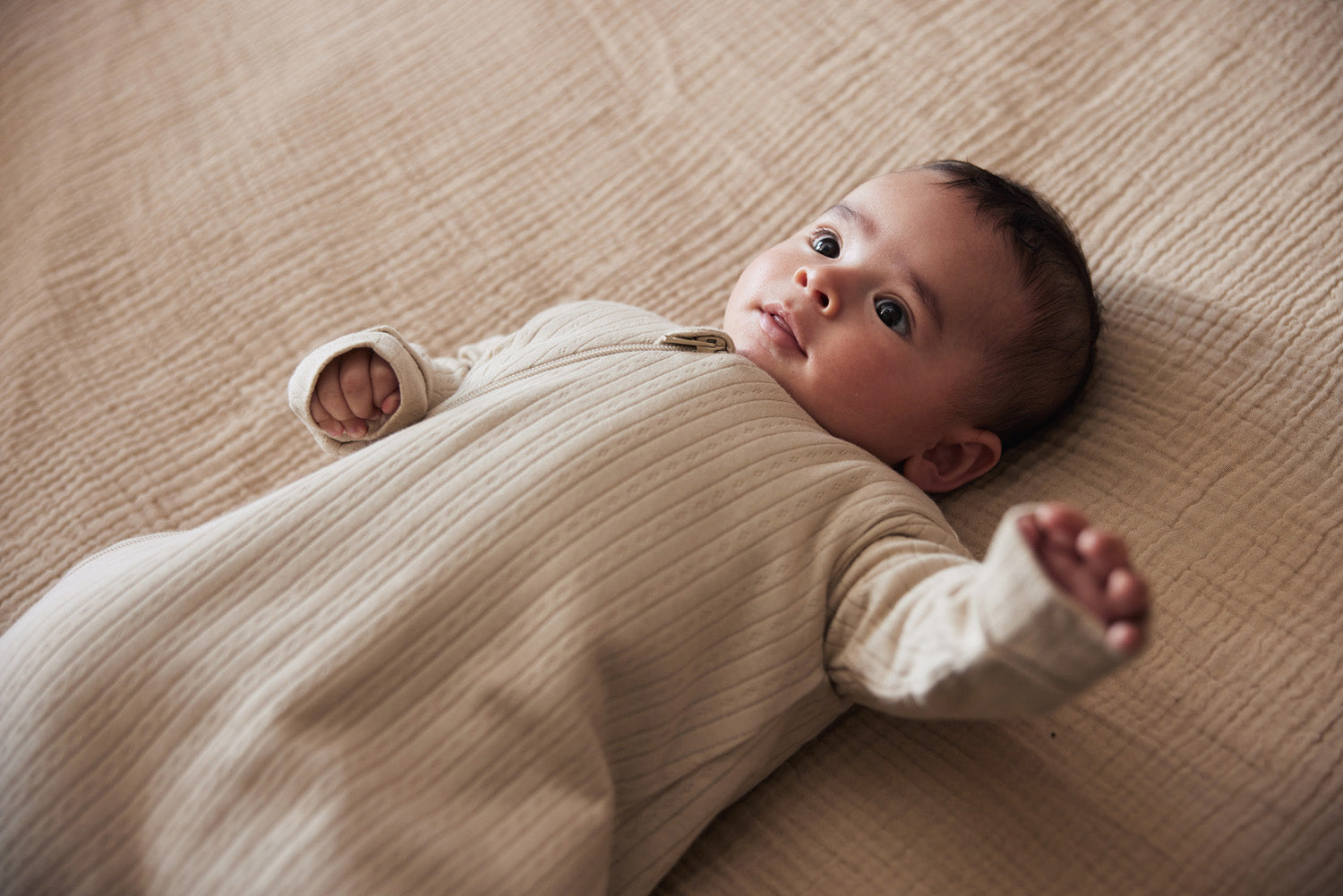 Baby Slaapzak Newborn 60cm Ajour - Nougat - afbeelding 6