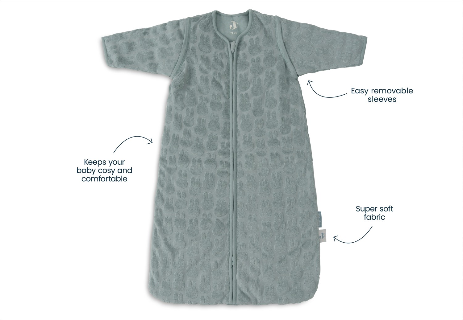 Baby Slaapzak Afritsbare Mouw Miffy Jacquard - Sea Green - afbeelding 6