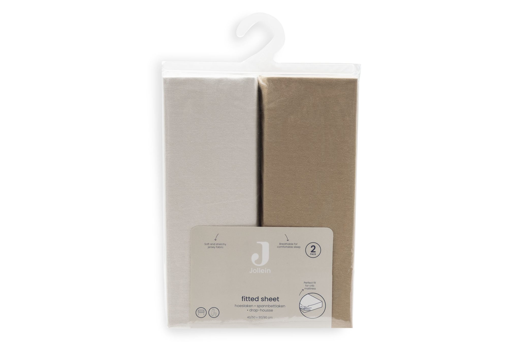 Hoeslaken Jersey 40/50x80/90cm - Hazel/Oatmeal - 2 Stuks - afbeelding 6