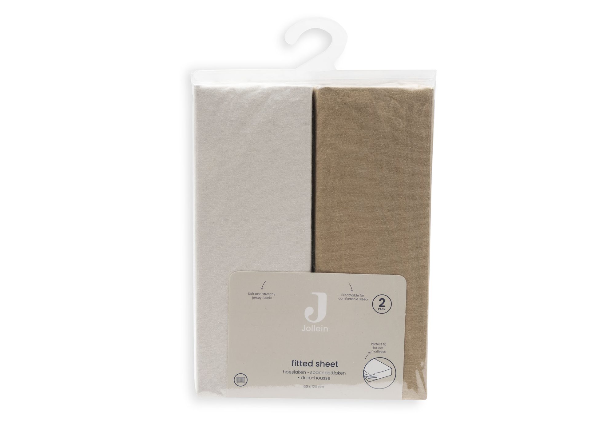 Hoeslaken Jersey 60x120cm - Hazel/Oatmeal - 2 Stuks - afbeelding 6