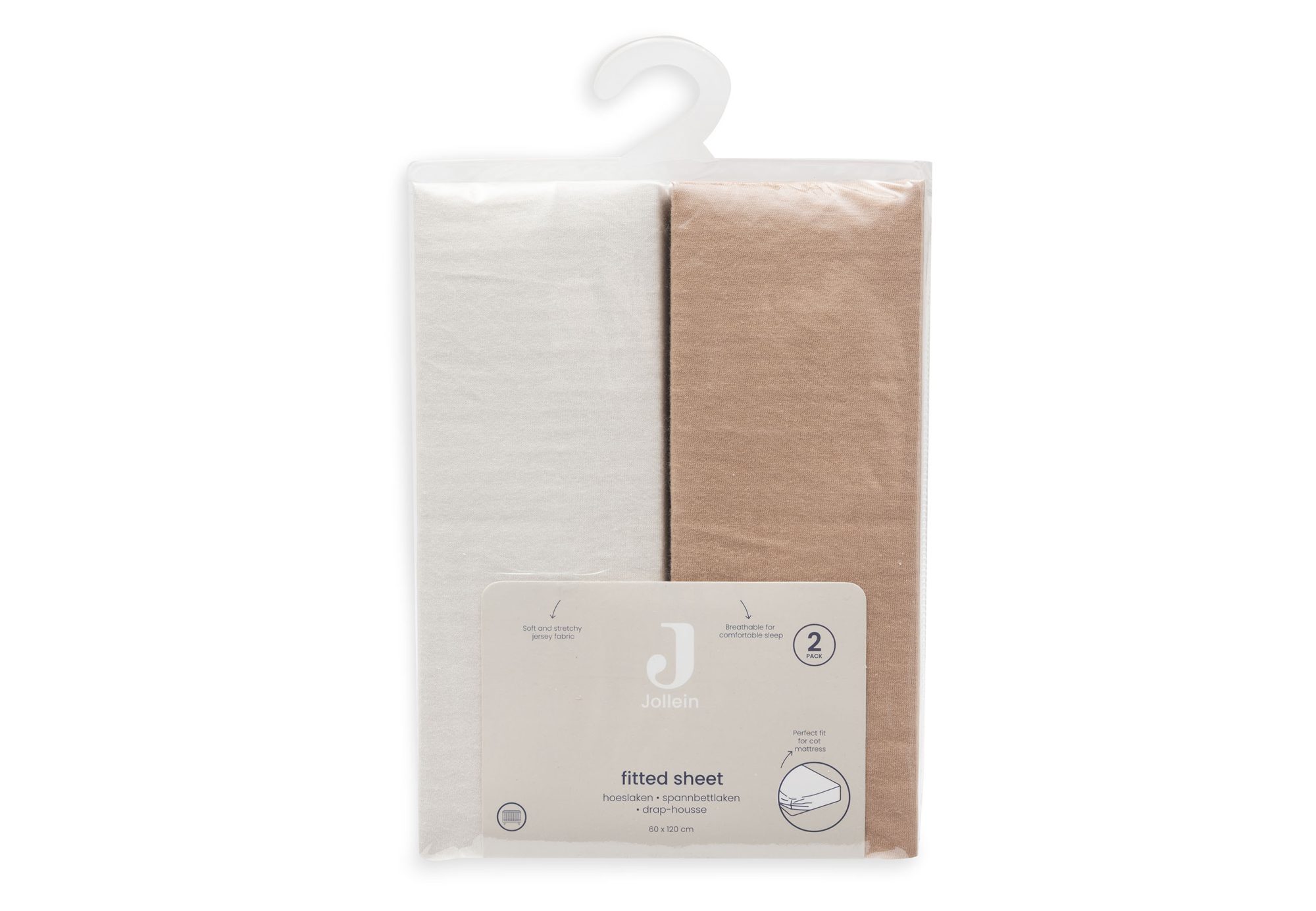 Hoeslaken Jersey 60x120cm - Light Terra/Oatmeal - 2 Stuks - afbeelding 6