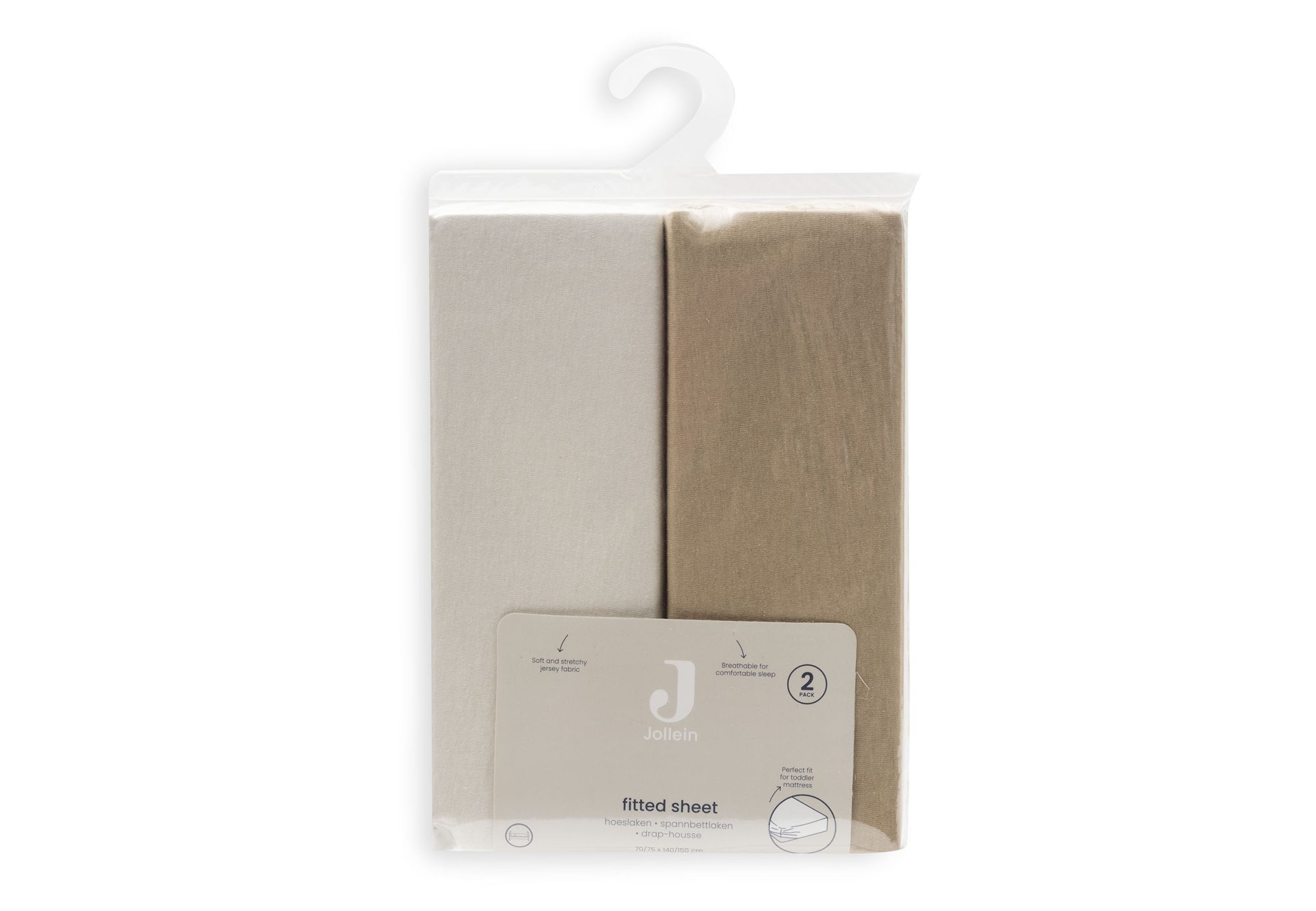 Hoeslaken Jersey 70/75x140/150cm - Hazel/Oatmeal - 2 Stuks - afbeelding 6