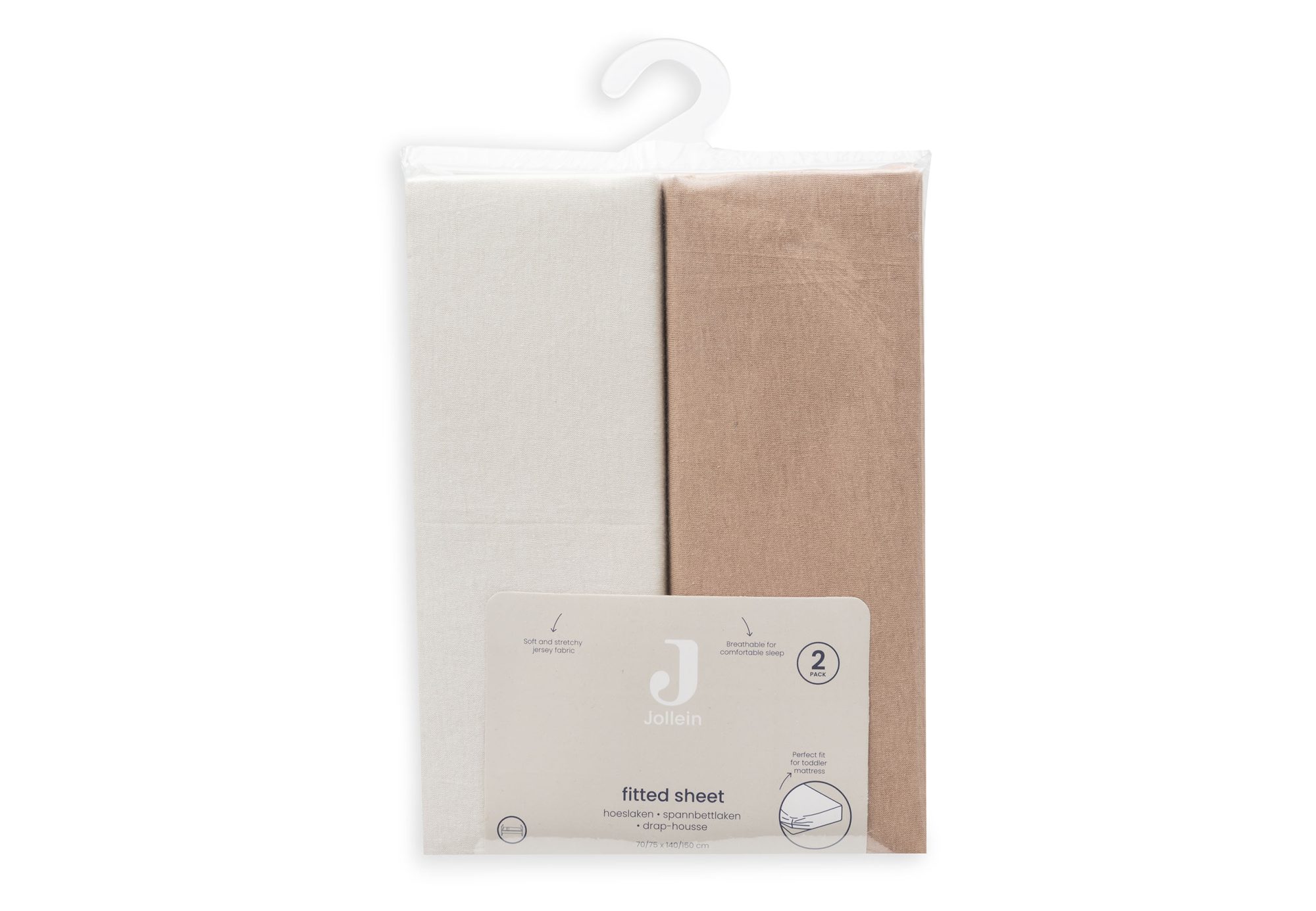 Hoeslaken Jersey 70/75x140/150cm - Light Terra/Oatmeal - 2 Stuks - afbeelding 6