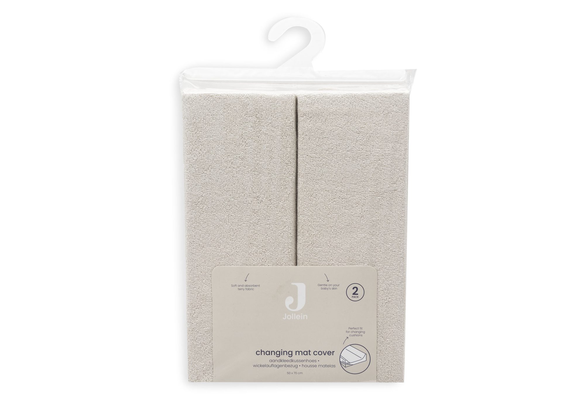 Aankleedkussenhoes Badstof 50x70cm - Sand - 2 Stuks - afbeelding 5