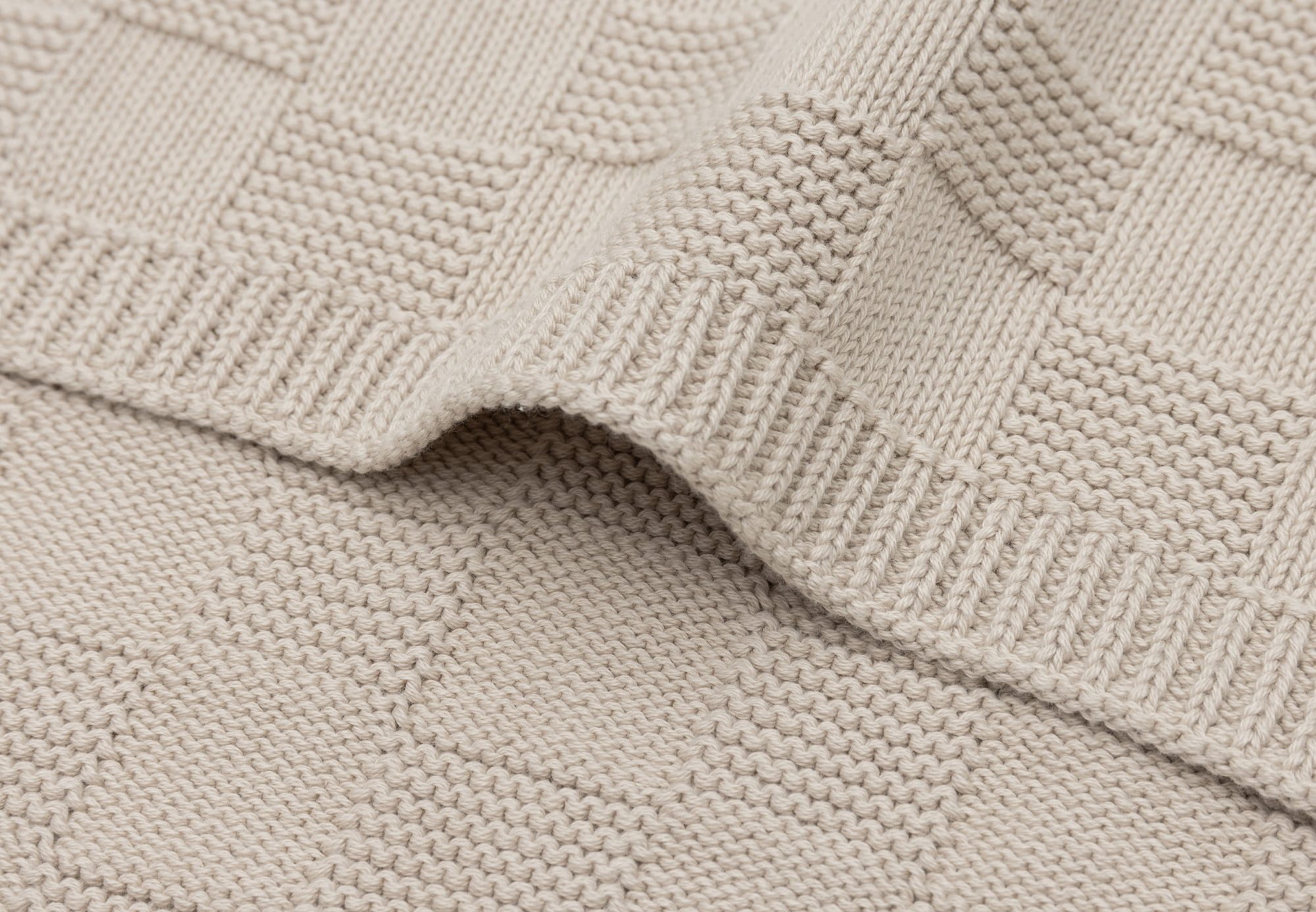 Deken Ledikant 100x150cm Box Knit - Warm Sand - GOTS - afbeelding 4