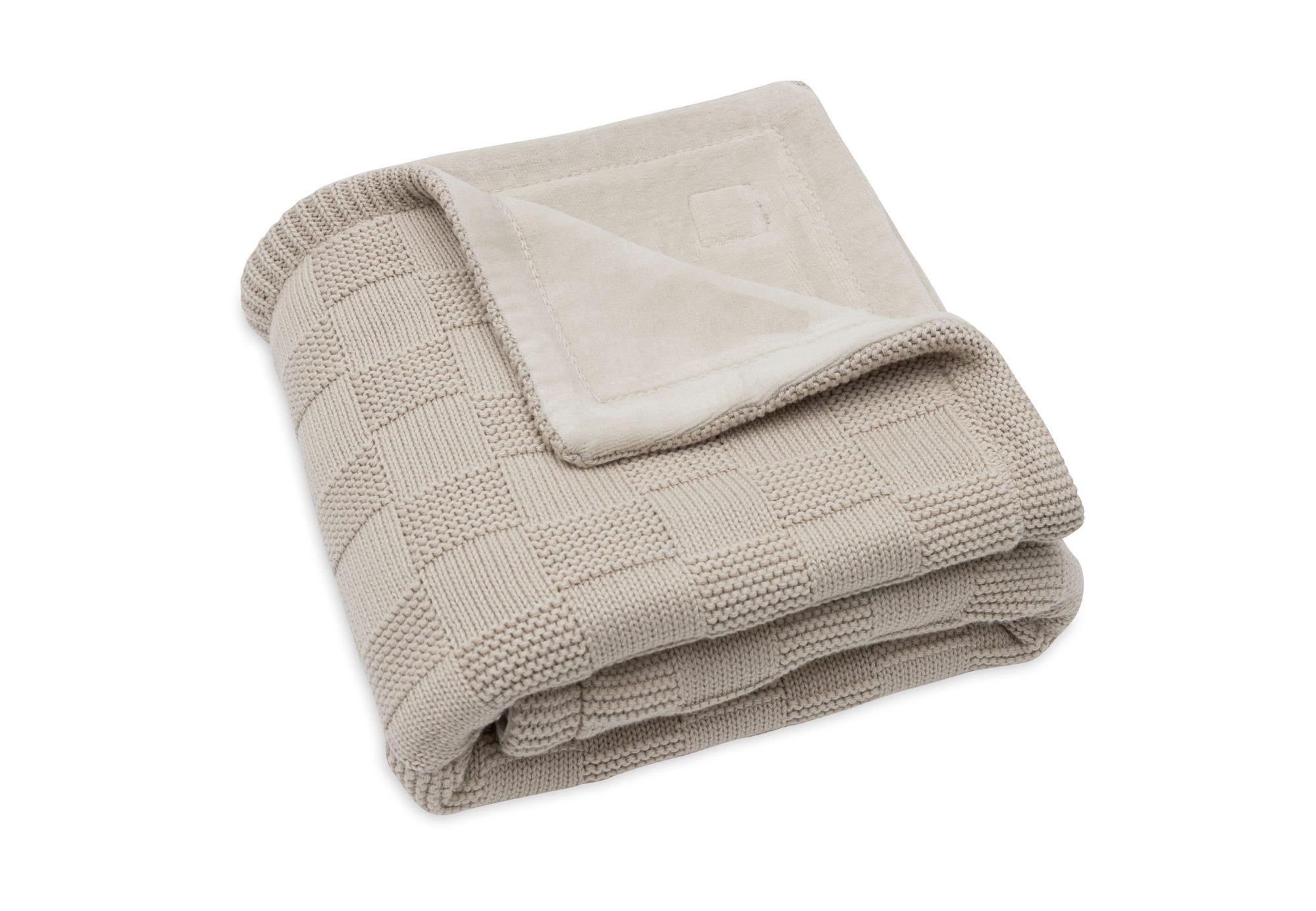 Deken Wieg 75x100cm Box Knit - Warm Sand/Velvet - GOTS - afbeelding 4