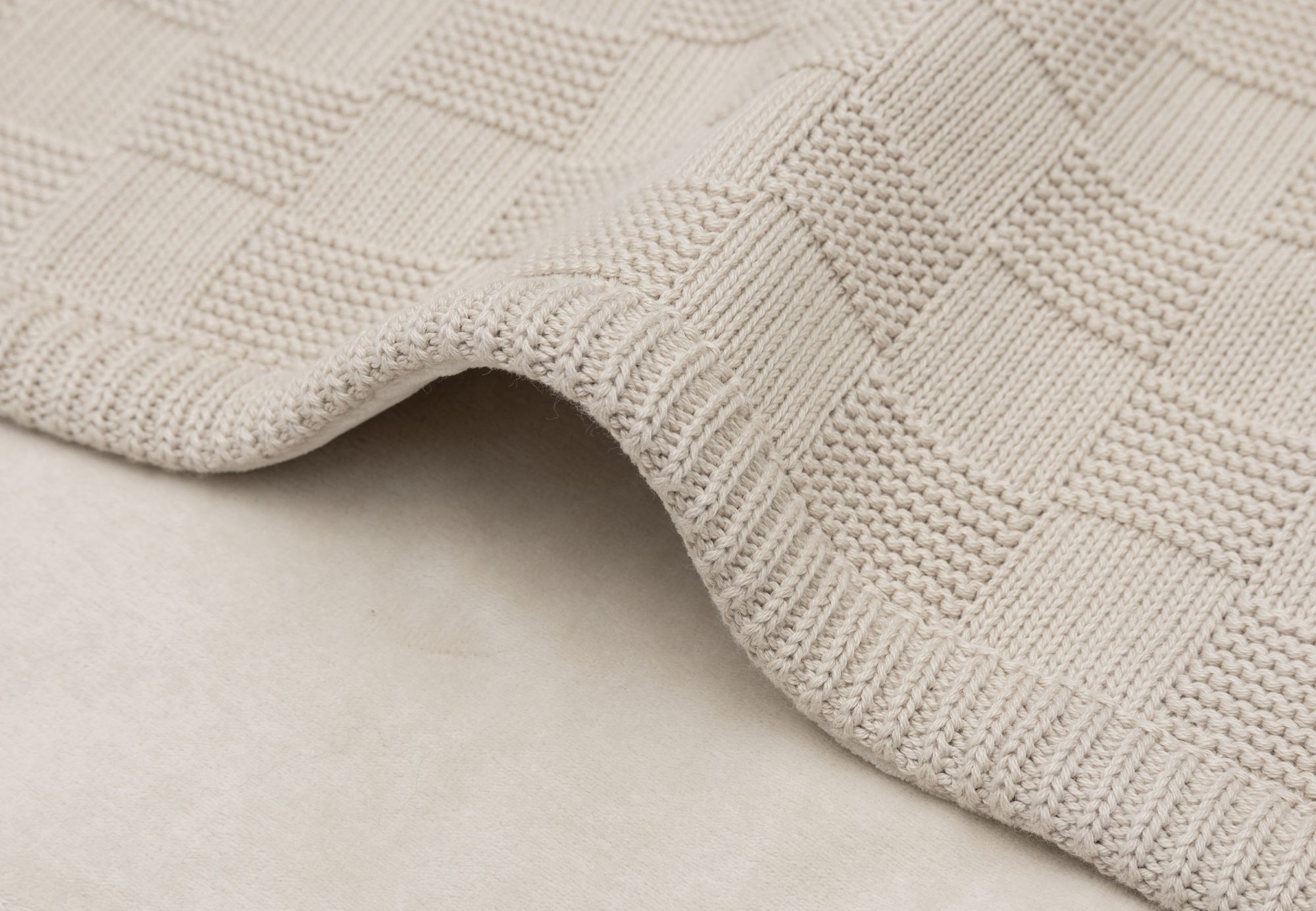Deken Wieg 75x100cm Box Knit - Warm Sand/Velvet - GOTS - afbeelding 5