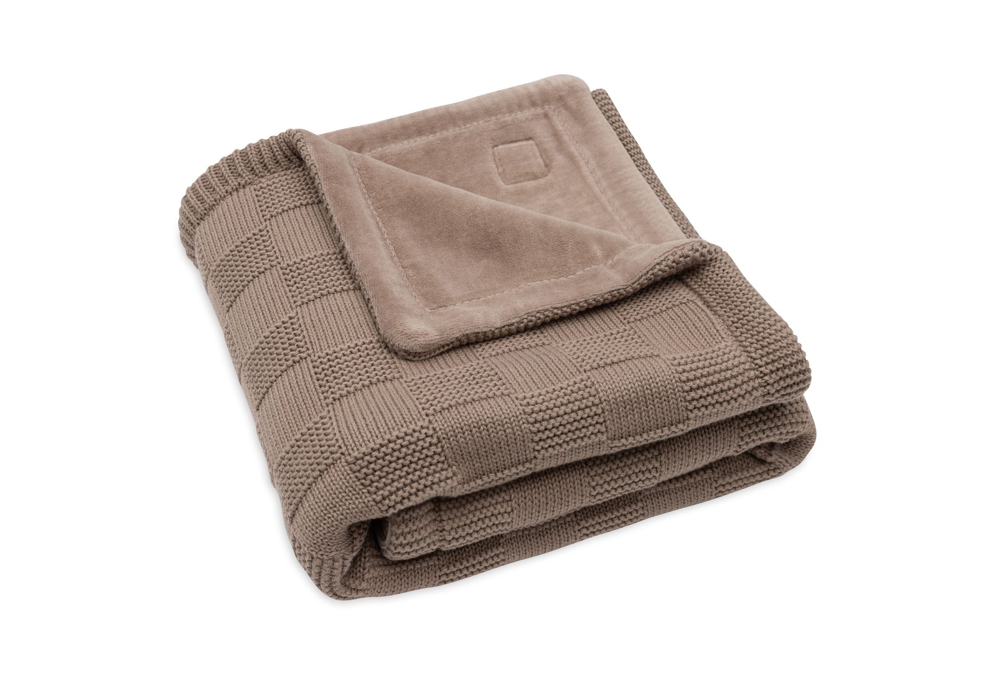 Deken Wieg 75x100cm Box Knit - Milky Coffee/Velvet - GOTS - afbeelding 4
