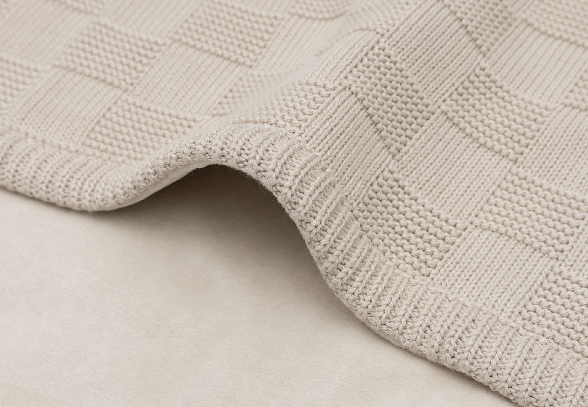 Deken Ledikant 100x150cm Box Knit - Warm Sand/Velvet - GOTS - afbeelding 4