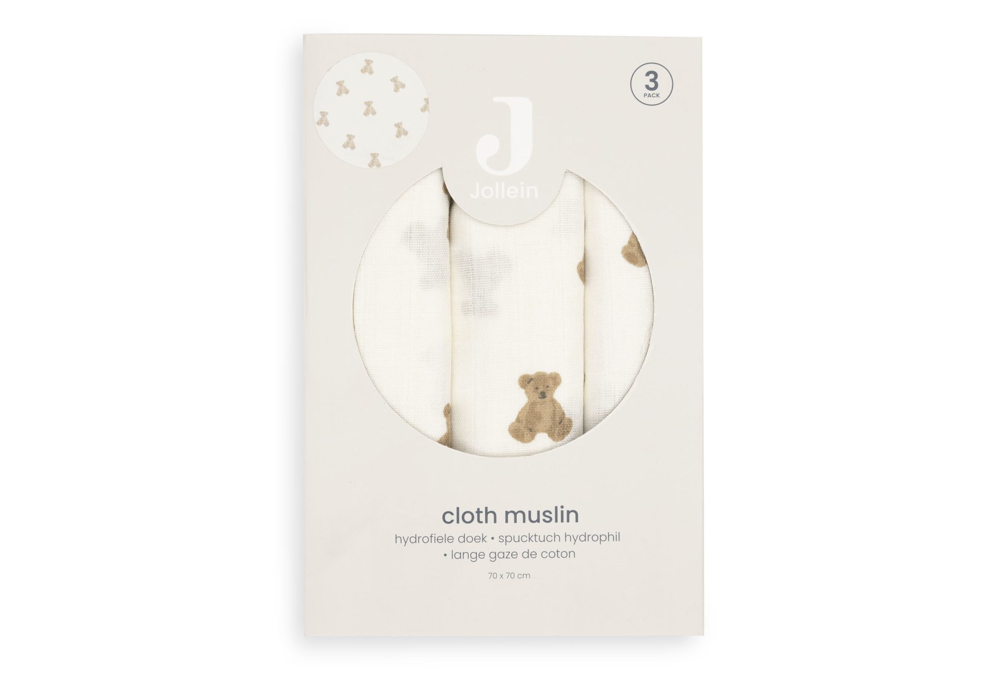 Hydrofiele Doek Small 70x70cm - Mini Teddy Bear - 3 Stuks - afbeelding 4