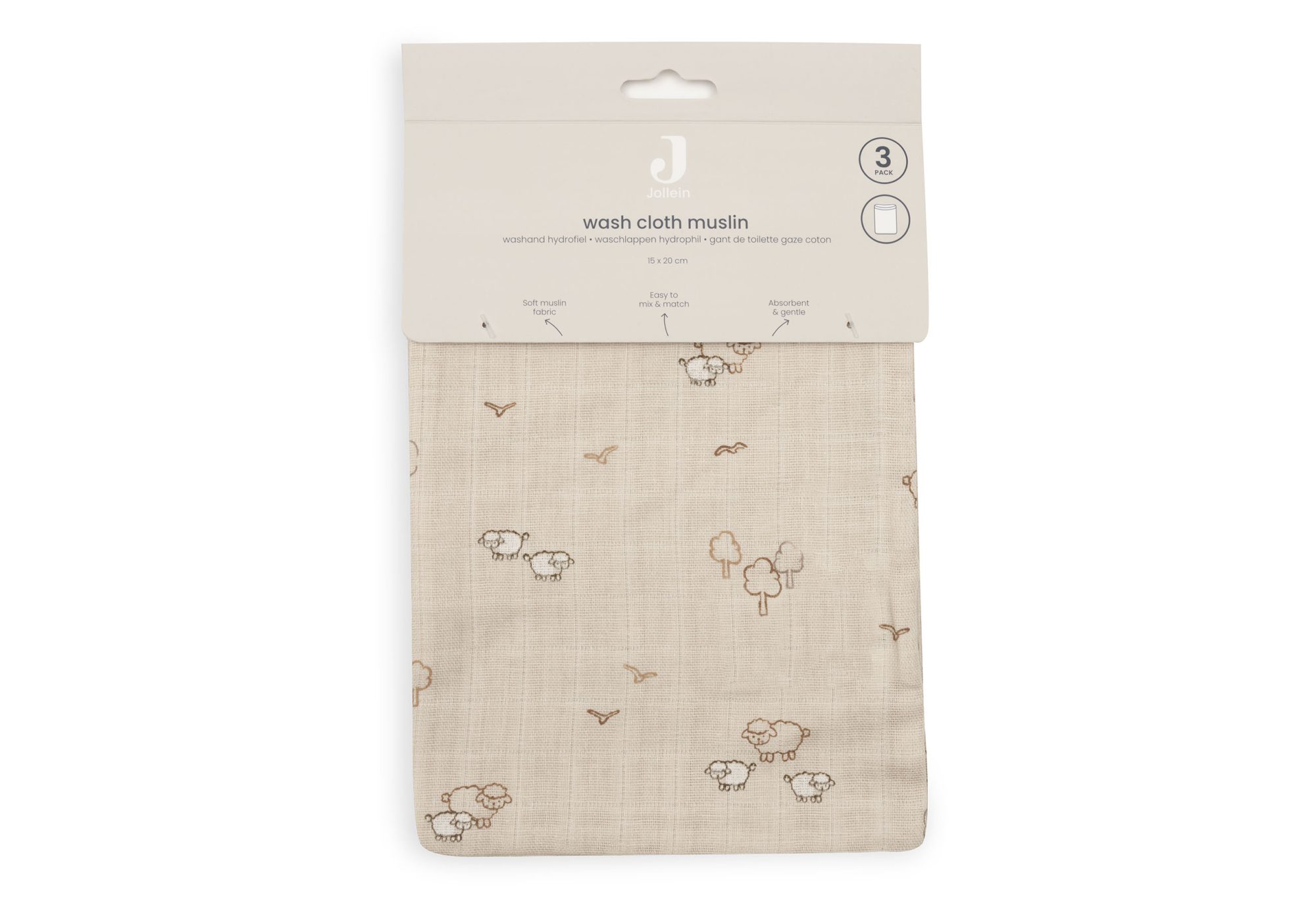 Hydrofiel Washandje 15x20cm - Woolly - 3 Stuks - afbeelding 3