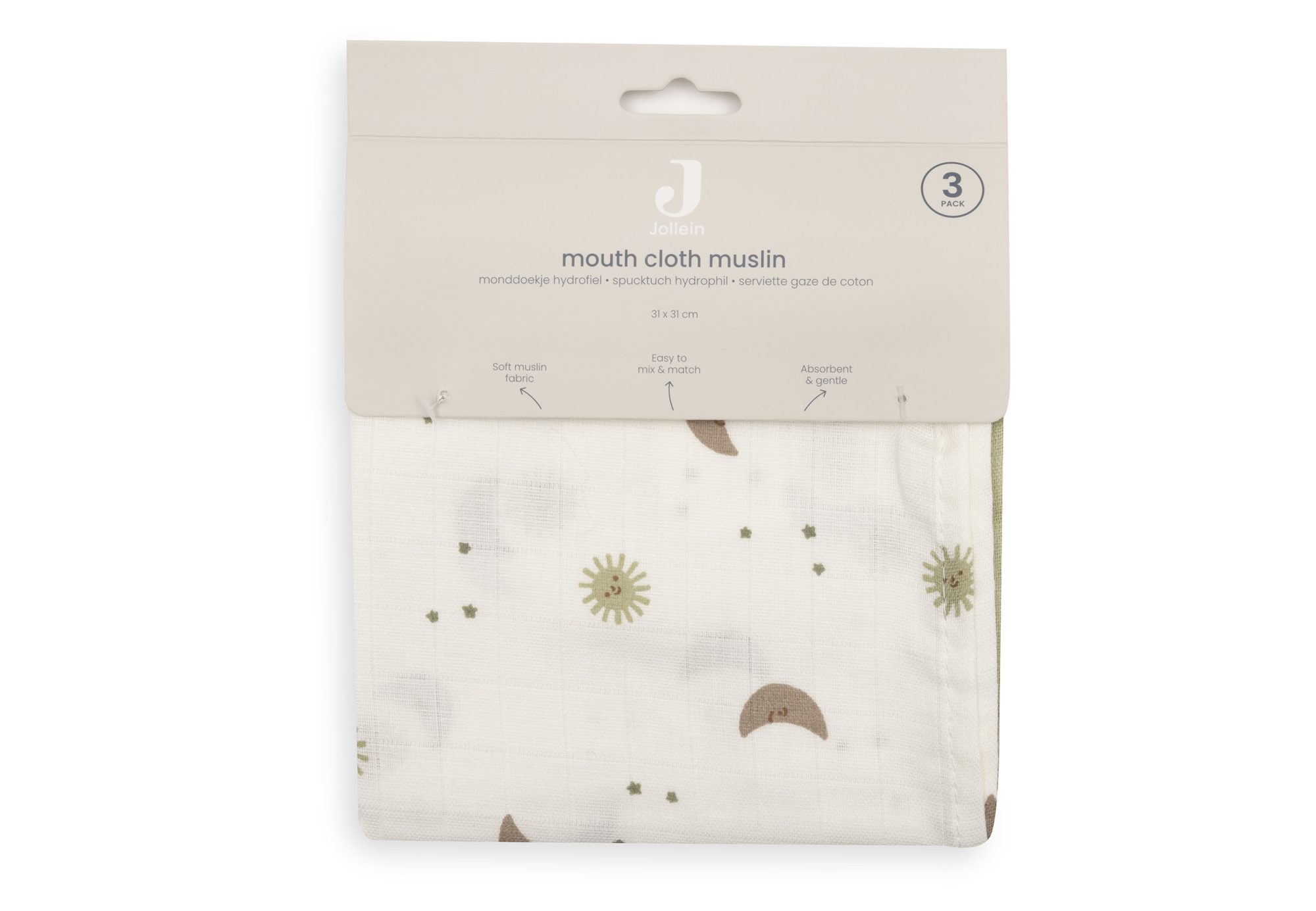 Hydrofiel Monddoekje 31x31cm - Over the Moon - 3 Stuks - afbeelding 4