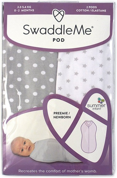 SwaddleMe Pod inbakerdoek 0-2 mnd - Grijs/wit stippen/st