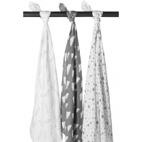 Meyco 3-pack hydrofiele swaddles - Feathers-Clouds-Dots 