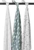Meyco 3-pack hydrofiele swaddles - Feathers-Clouds-Dots 