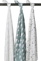 Meyco 3-pack hydrofiele swaddles - Feathers-Clouds-Dots 