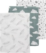 Meyco 3-pack hydrofiele swaddles - Feathers-Clouds-Dots 